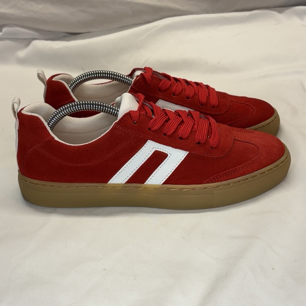 Cruza Red Suede With White Stripe Fashion Sneakers Shoes Women Size EU 38 US‎ 7